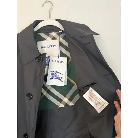 Burberry Men's Black Cotton Trench Coat Sz 46 NWT